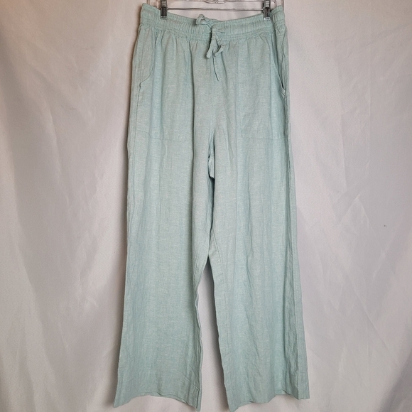 Cynthia Rowley Baby Blue Linen Blend Cropped Pullon Pants Women's Size Large - Picture 1 of 11